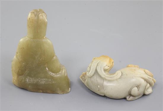 Two Chinese soapstone figures, 19th century, 7.5cm and 7.4cm